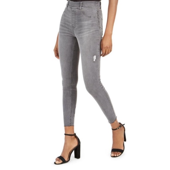 Spanx Vintage High Rise Distressed Grey Ankle Skinny Jeans/Jeggings Size Medium - Picture 1 of 10